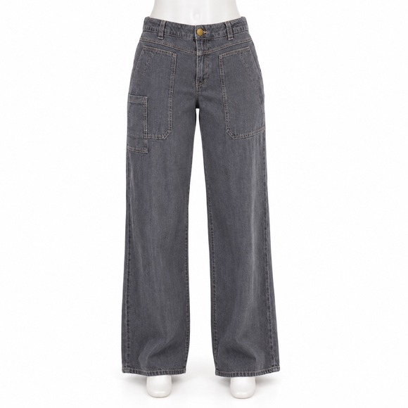 Democracy Denim - Democracy High Waist Wide Leg Carpenter Jeans Women's 12 Gray Ab Technology